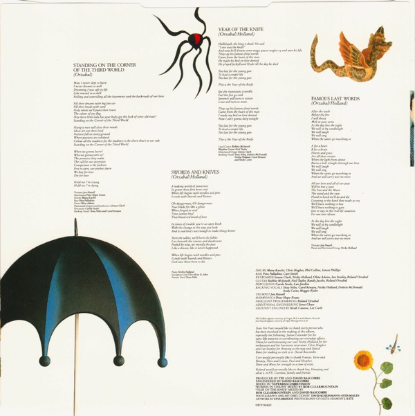 inner sleeve back, Tears For Fears - The Seeds Of Love +4